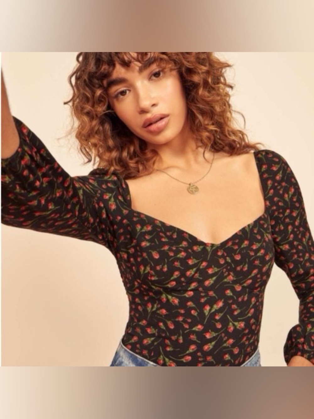 Ref Reign Mina Square-Neck Long-Sleeve Top